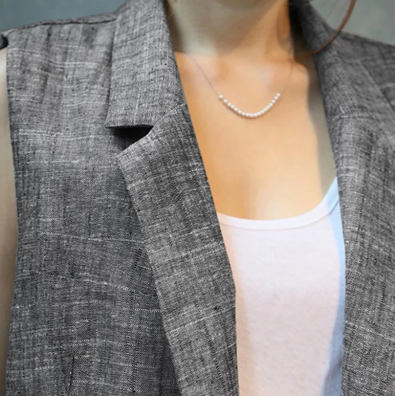 

Summer Fashion Women Linen Sleeveless Long Vest Suit Set Office Ladies Outfits Casual Shorts Sets Two Piece Vest+Shorts Suit