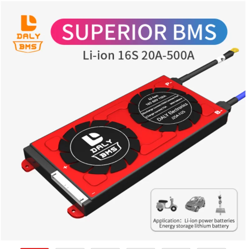 

Daly 3.7V Li-ion bms lithium battery pack bms 16S 60V 30A 40A 60A 80A 300A 400A 500A common port with balance for solar energy