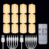 12pcs rechargeable candle led usb tealight with timer remote and 2 charging cables battery operated christmas candles home decor