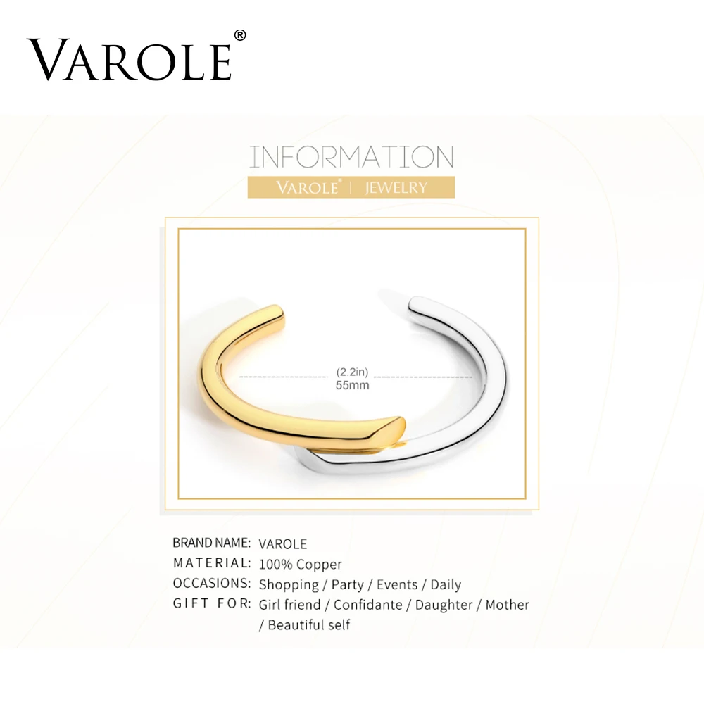 VAROLE Фирменная новинка ювелирные изделия простые линии Дизайн Браслет Золотой Цвет браслет Браслеты для женские браслеты-каффы манжетой браслеты