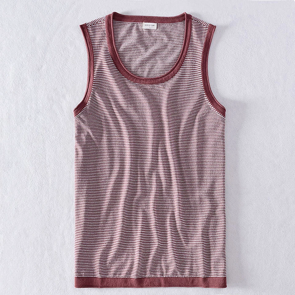 Нижнее белье мужское дышащее мягкое в полоску без рукавов белый черный