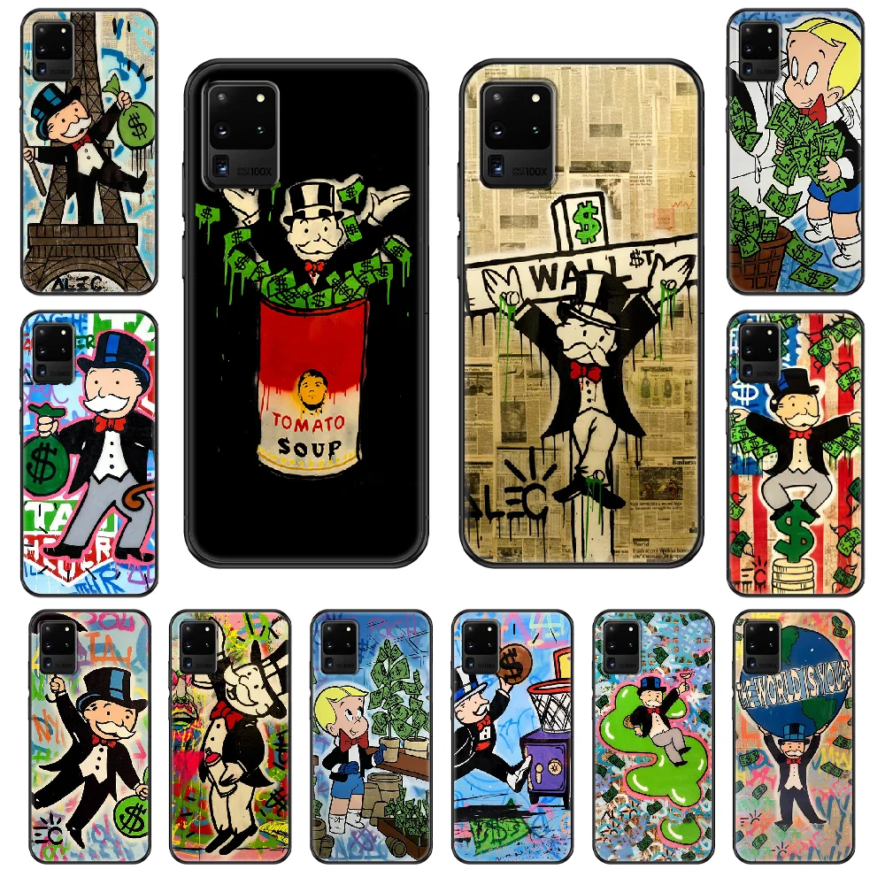 

Cartoon Dollar Monopoly Phone case For Samsung Galaxy S 3 4 5 6 7 8 9 10 E Plus Lite Edge black soft cell cover painting