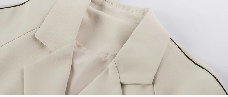 

2020 Autumn Simple Woman Coats Notched Women Blazers Pockets Long Sleeve Double Breasted Tops Outerwear C08701K