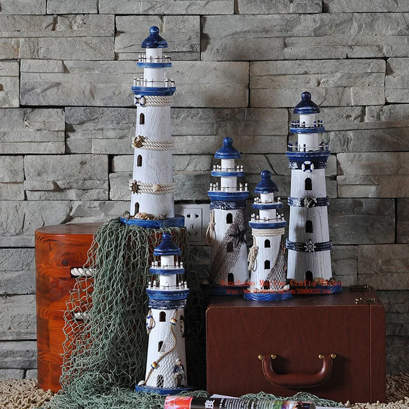 Лампа для резьбы по дереву в средиземноморском стиле башня деревянный маяк