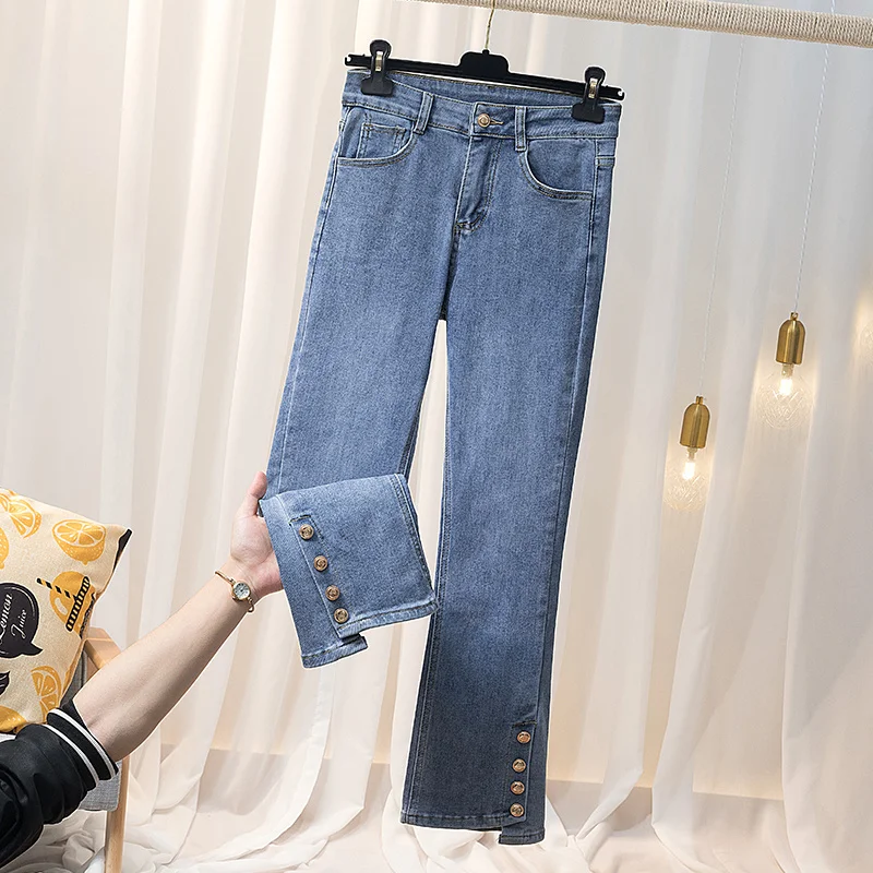 

Узкие Эластичные укороченные джинсы с высокой талией