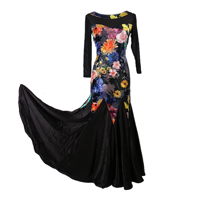 Танцора жизненную силу платья для конкурса бальных танцев с длинными рукавами