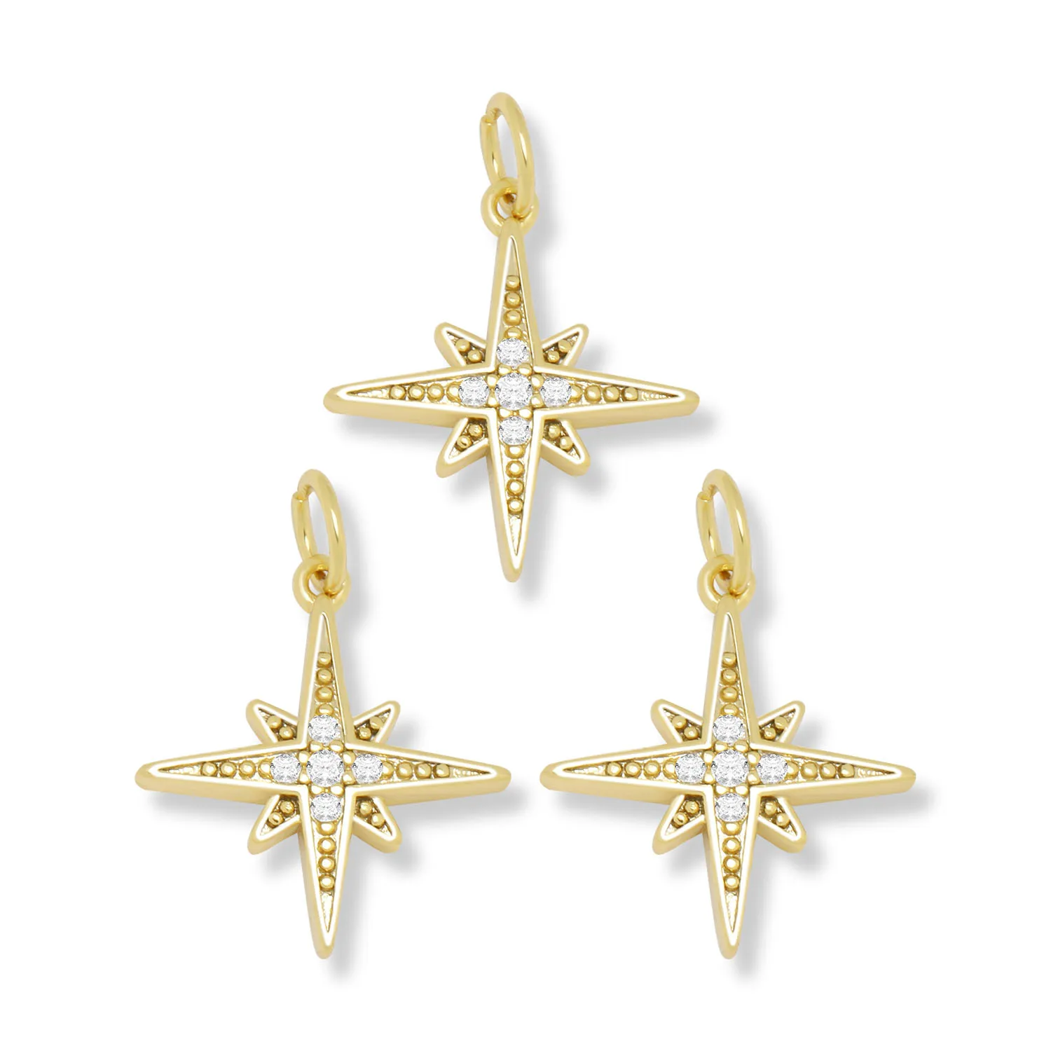

AAA Cubic Zirconia Crystal Gold-plated Brass Mini Eight Point Star Starburst Pendant For Necklace Bracelet Handmade Jewelry DIY
