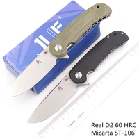 sitivien real d2 st 106 ball bearing flipper micarta hunting kitchen survival outdoor edc tool utility folding camping knife