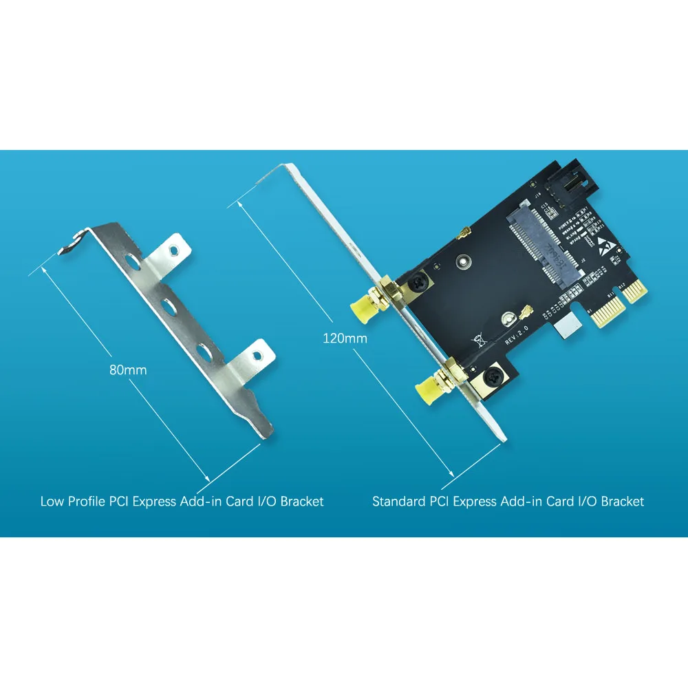 Половинная мини PCIe Wi Fi карта для x1 адаптер Mini PCI E к 1x Intel 5100 6200 6300 7260HMW 3160HMW AR5B22