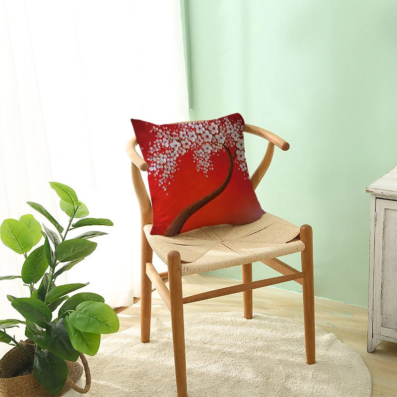 OIMG масляная живопись наволочка полиэстер персик кожа Cojines цветок 45*45 см | Дом и сад