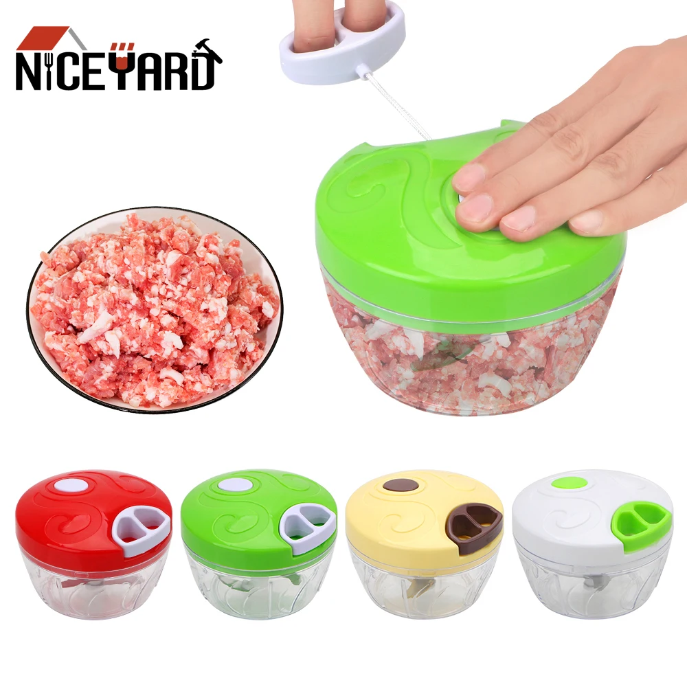 NICEYARD Hand Chopper Garlic Onion Slicer Cutter Manual Rope Food Processor Mincer Slicer Shredder Kitchen Gadgets Kitchen Tool