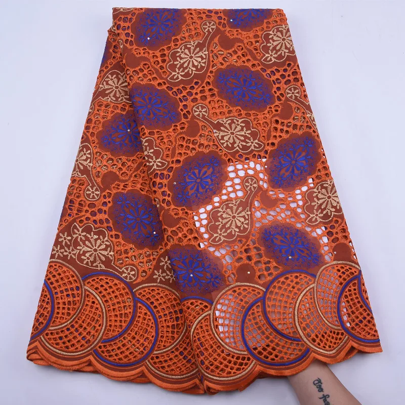 Черный многоцветный Дубай вышитая сухая хлопчатобумажная кружевная ткань 2020
