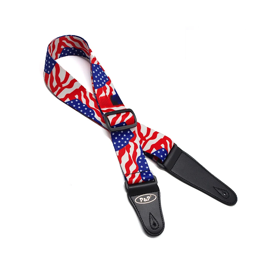 neue nationale flagge usa uk kanada slash design baumwolle 2 einstellbare bass akustische elektrische gitarre strap schwarz leder enden free global s