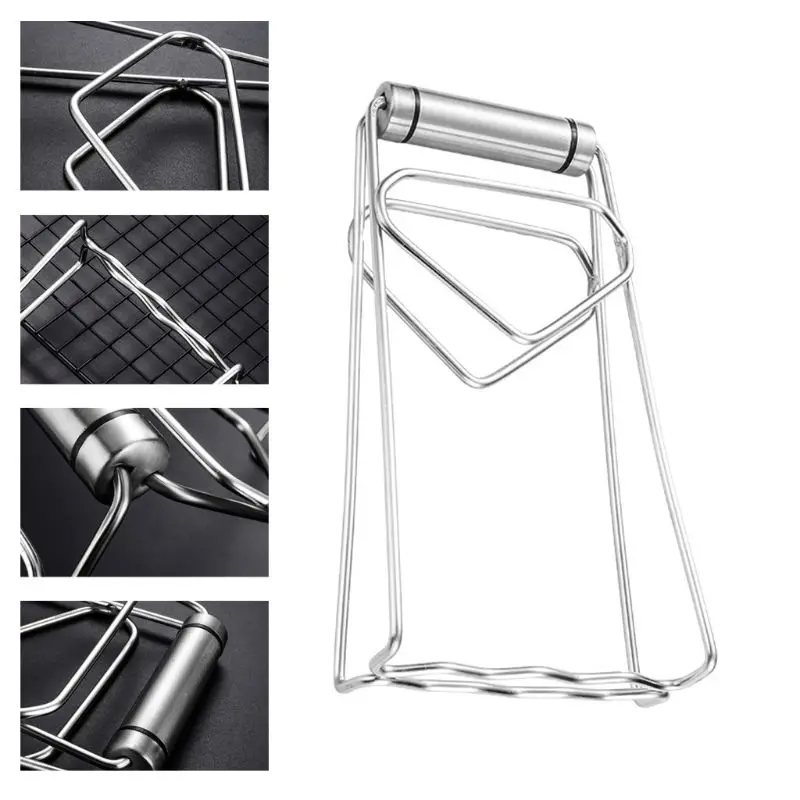 

Kitchen Folding Stainless Steel Dish Hot Plate Clip Tongs Bowl Clips Pan Gripper R7RC