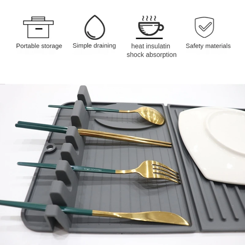 

Silicone Material Utensil Rests with Drip Pad 6 Slots Heat-Resistant Silicone Spoon Rest and Spoon Holders for Stove Top