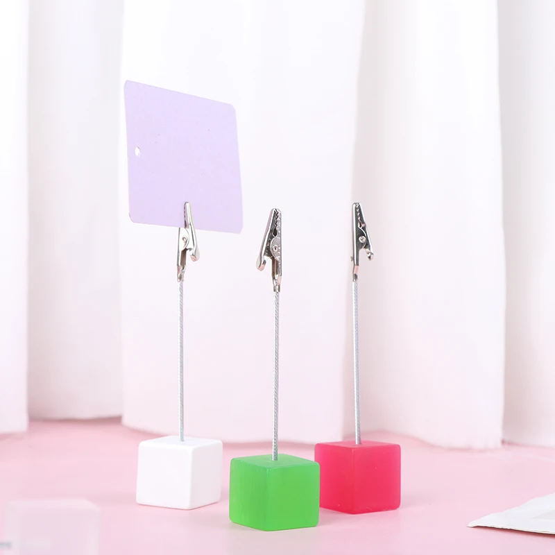 1PCS Colorful Cube Stand Alligator Wire Photo Clip Memo Card Holder Note Clamp | Канцтовары для офиса и дома