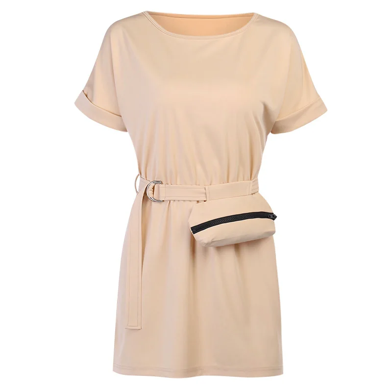 Модное платье с поясом на талии для женщин в европейском и американском стиле