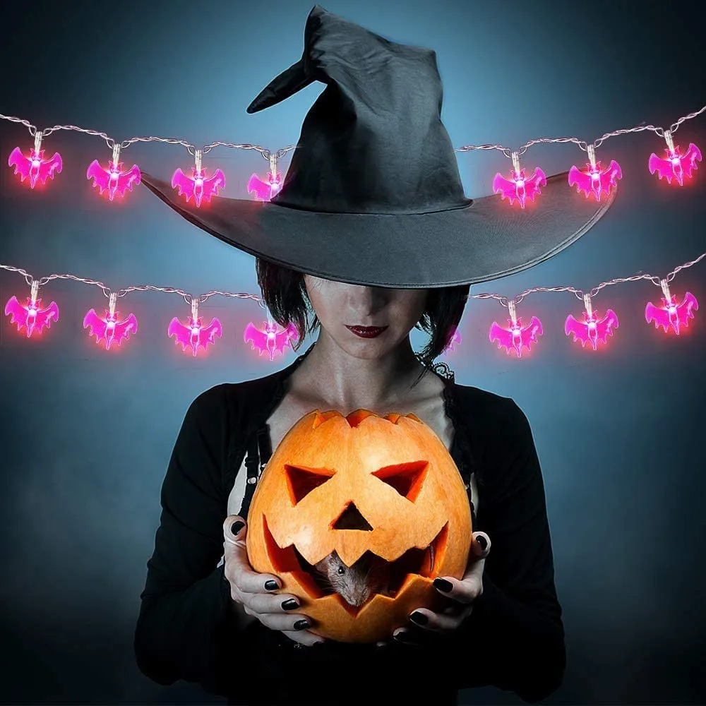 

10/20/30 LED Purple Bat String Lights Solar Powered Halloween Bats String Lights for Outdoor Halloween Christmas Party Decor