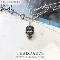 skull pave charm necklace2020 summer brand new fashion jewelry europe 925 sterling silver bijoux rebel steel gift for women men