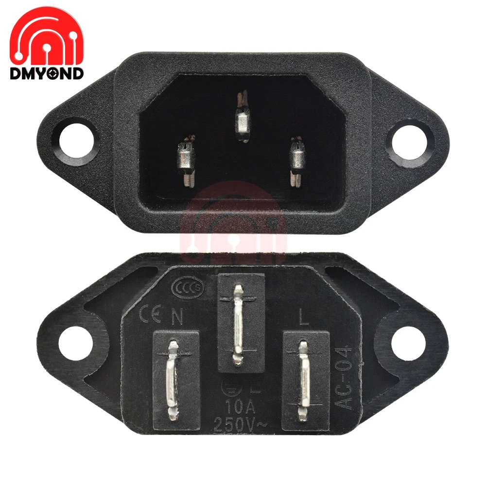 5 шт. разъем питания 3Pin AC 250V 10A 3 pin с ушками для электромобиля компьютера винт