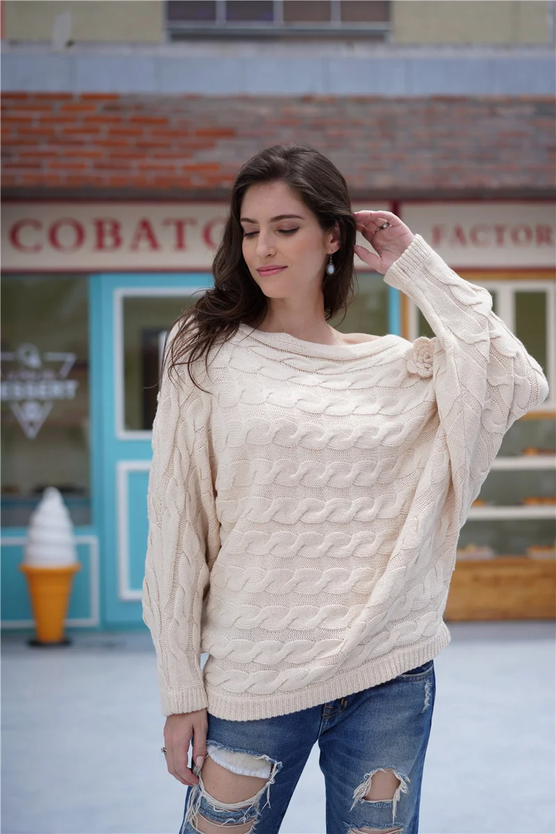 

Qooth Large Size Solid All Match Pullover Sweater Office Lady New Autumn Winter Loose Sweater O-Neck Long Sleeve Sweater QT674