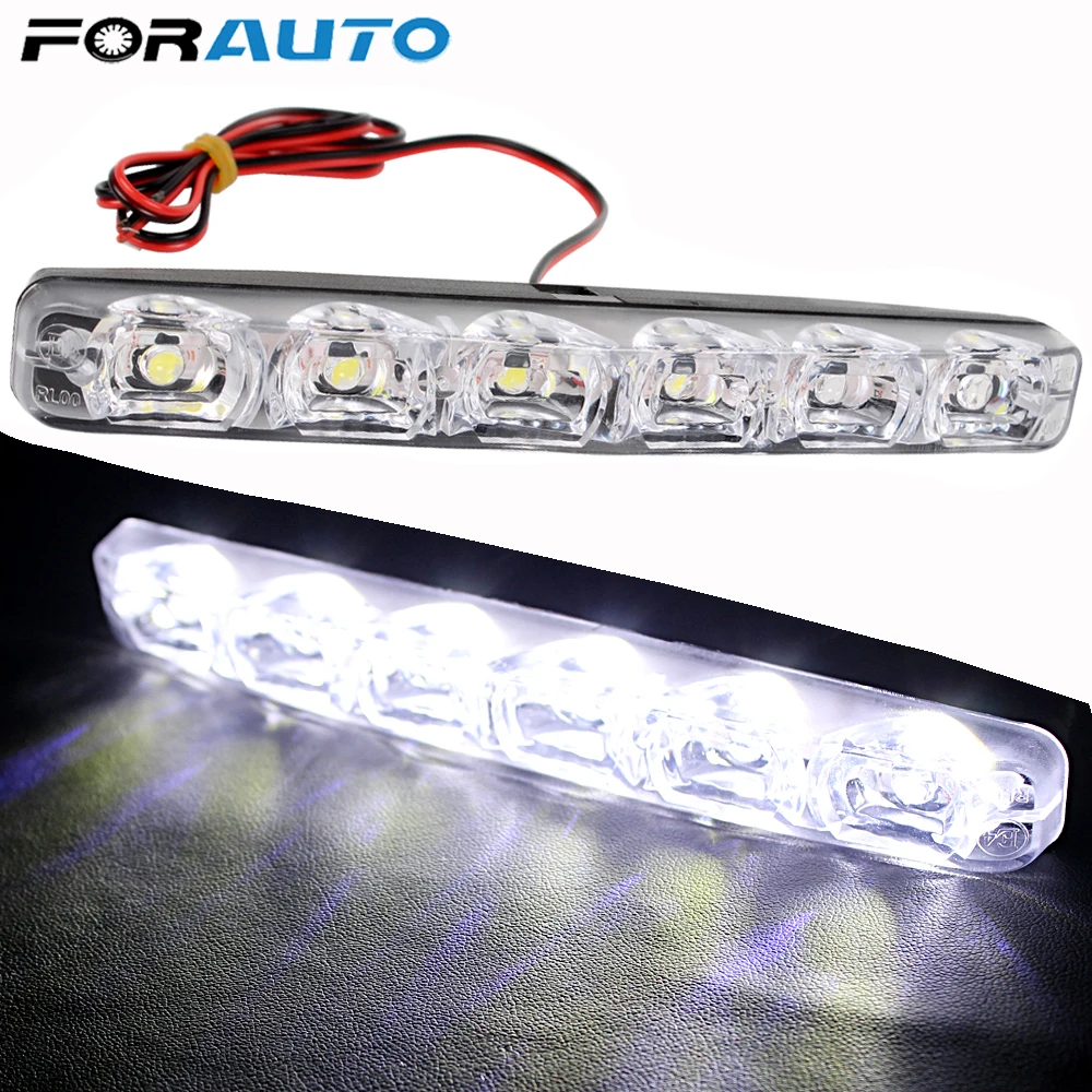 

FORAUTO 2Pcs DRL DC 12V Car daytime LED light Universal Super Bright Car Daytime Running Lights 6 LEDs Car Styling