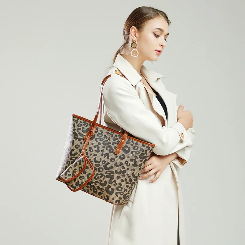 Light luxury bag women's bag net red retro leopard print bag large capacity fashion handbag mother bag live explosion