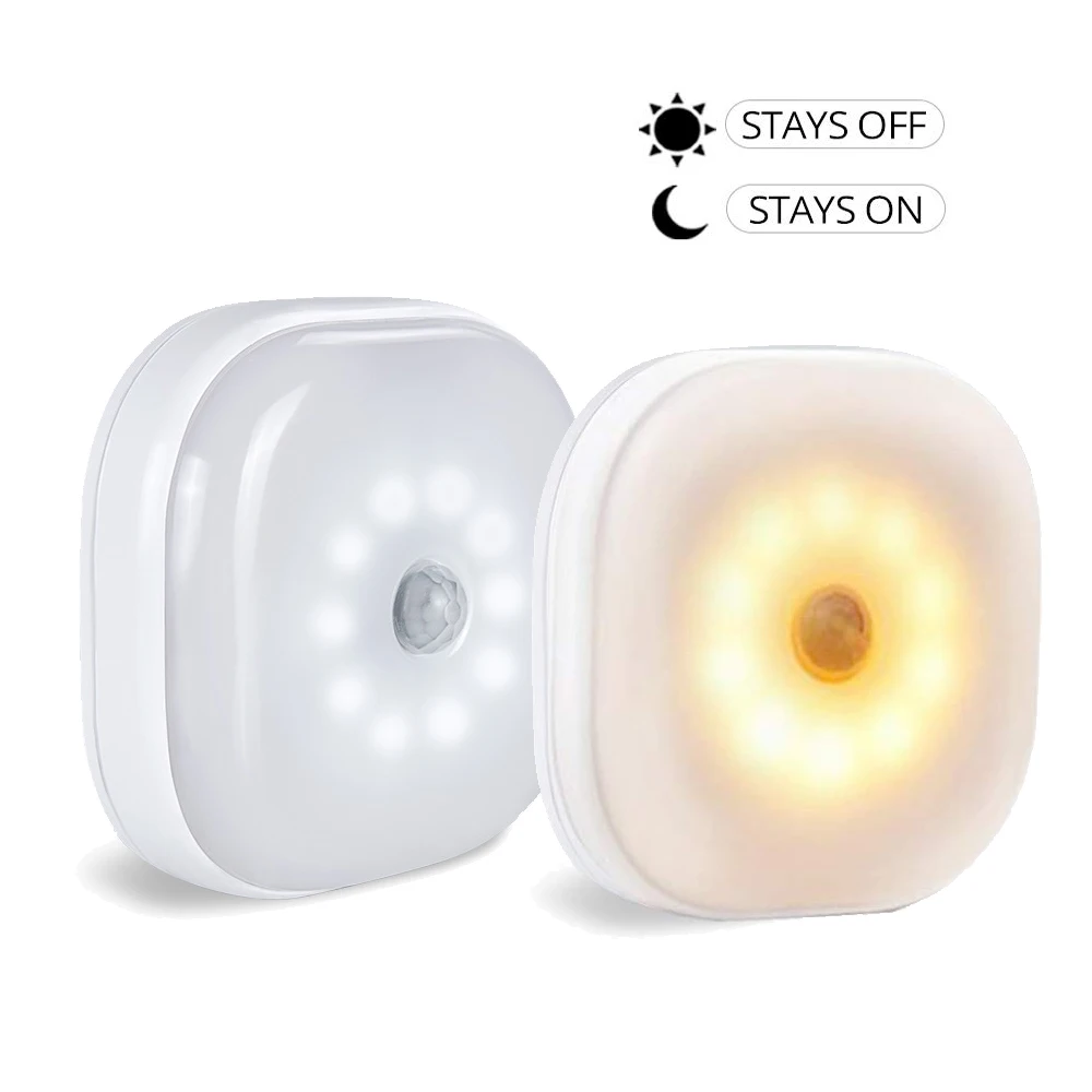 Ночник с инфракрасным датчиком движения 10 светодиодов питание от аккумулятора