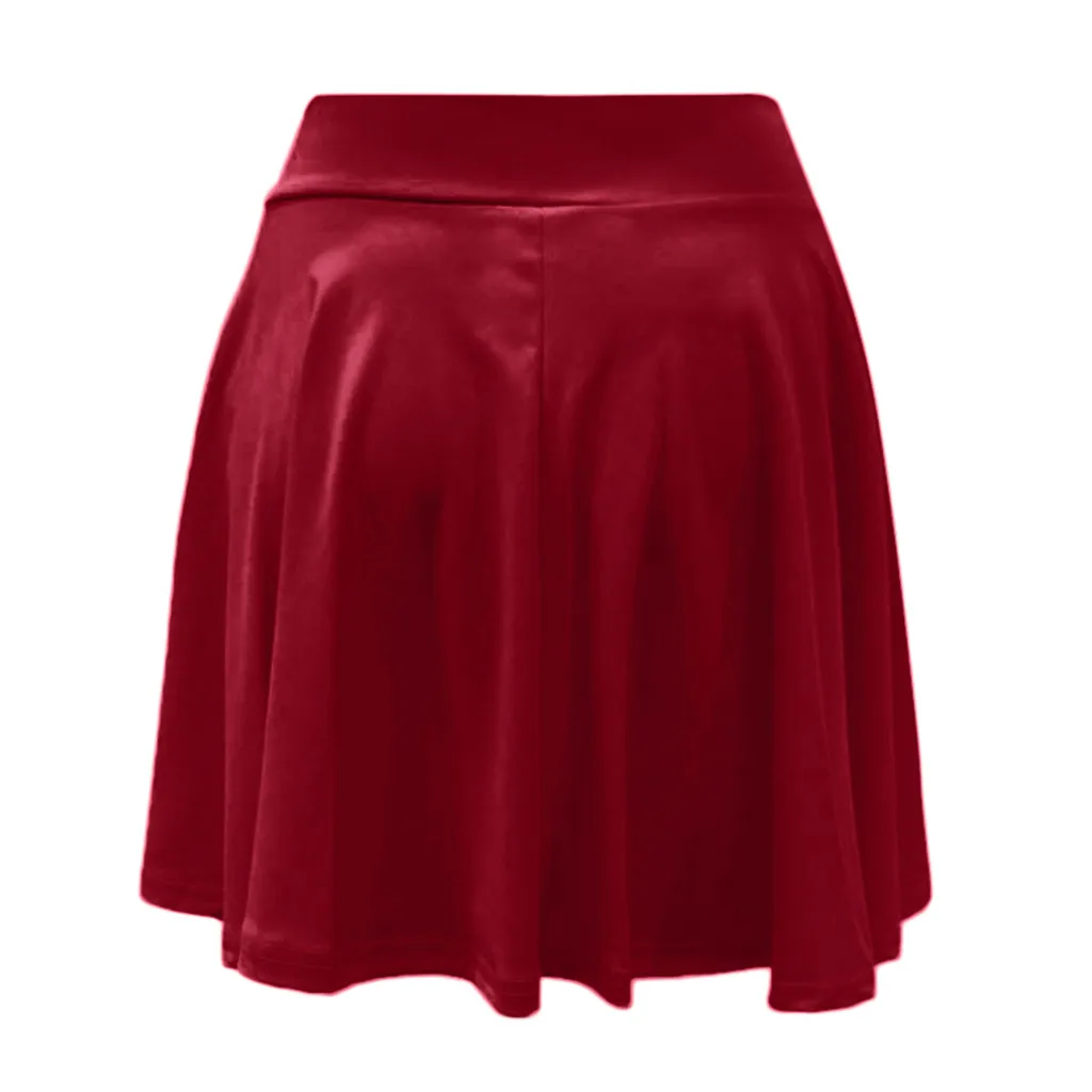 

Women Party Cocktail Mini Skirt Ladies Solid Skater Skirt High Waisted Pleated Mini Skirt Summer Style Streetwear