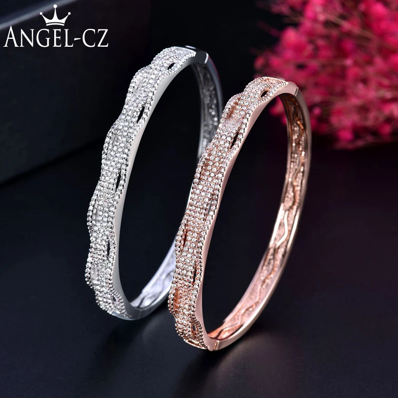 ANGELCZ знаменитые брендовые ювелирные изделия в форме волны с микро-инкрустацией