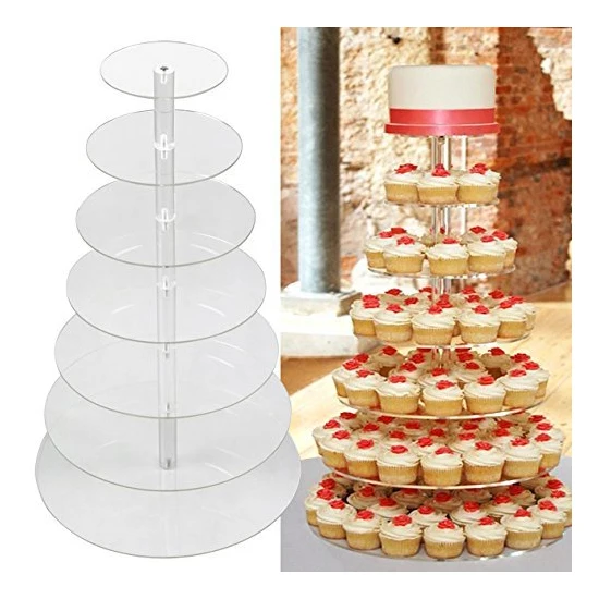 

Transparent Detachable 7 Tier Circle Acrylic Cupcake Party Wedding Cake Stand