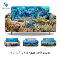 ocean park 3d print dolphin sofa cover stretch slipcovers sectional elastic sofa cover for living room couch cover 1234 seat