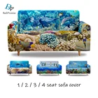 Эластичный чехол для дивана Ocean Park, разноцветный чехол на диван с 3D принтом дельфинов, 1234 места