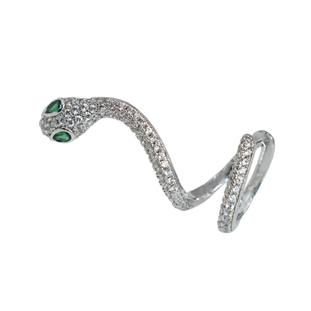 

925 Sliver Pin Bling Zircon Snake Earring For Women Copper Iced Out Pave Full Cubic Zirconia Earrings Female Cute Charm Jewelry