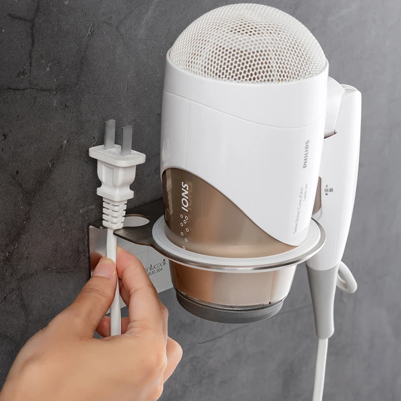 

Blow frame hole-free wall-hanging electric hair dryer hang rack stainless steel hair dryer storage rack storage rack