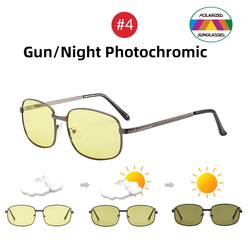 4 Gun Night P VIVIBEE выбор вождения прямоугольные фотохромные поляризованные мужские солнцезащитные очки для женщин для вождения автомобиля безопасные поляризационные мужские солнцезащитные очки - Цвет линз: 4 Gun Night P