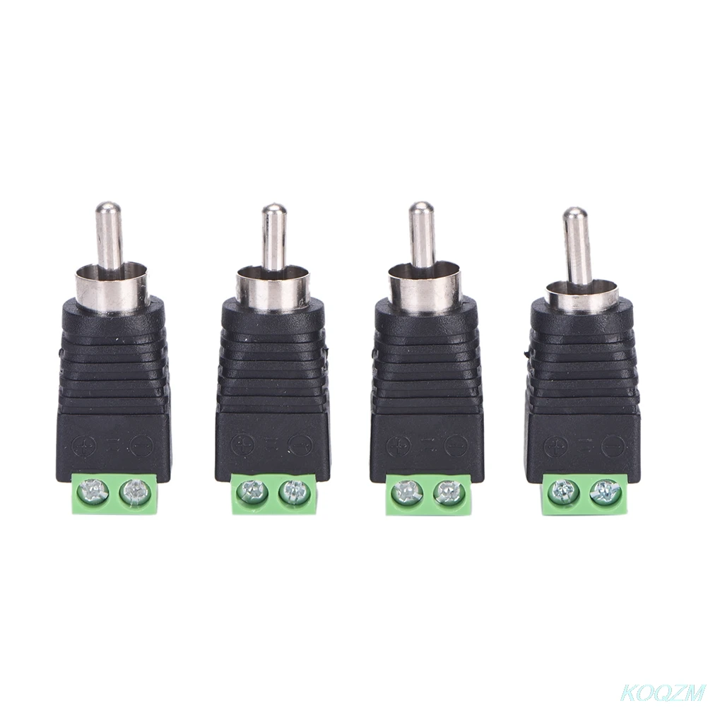 

4pcs/lot CCTV Phono RCA Male Plug TO AV Terminal Connector Video AV Speaker Wire cable to Audio Male RCA Connector Adapter