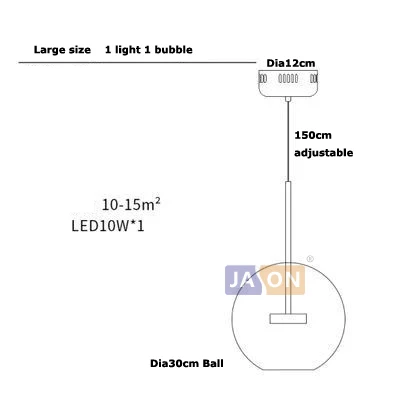 L size 1light 1 ball LED Постмодерн Нордик Железные Стеклянные пузыри дизайнерские Люстра. люстры светодиодный свет светодиодный светильник для столовой фойе - Цвет абажура: L size 1light 1 ball