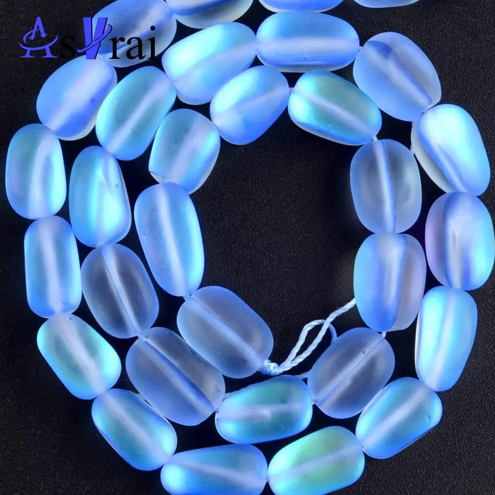 Бусины нестандартные из натурального голубого лунного камня матовые бусины с