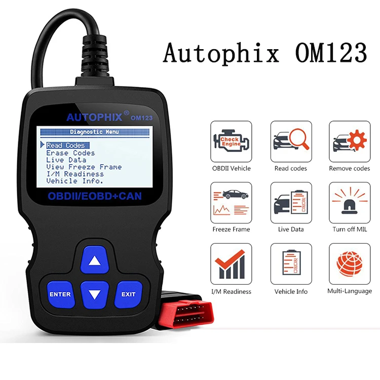 OM123 OBD2 сканер автомобильный диагностический инструмент OBD 2 Автомобильный ODB