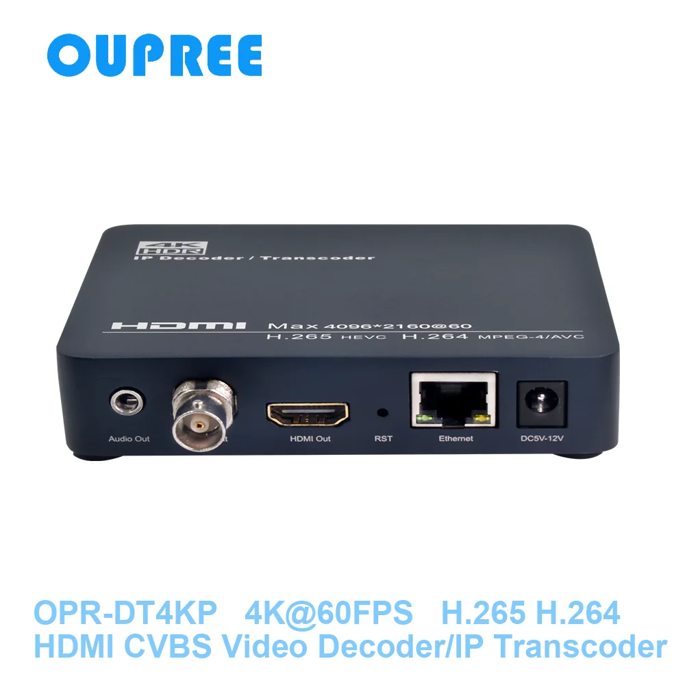 OPR DT4KP H.264H.265 4K60 HDR HDMI CVBS видеодекодер RTMP RTMPS HTTP RTSP UDP ip transcoder|Теле- и радиовещательное