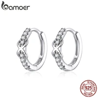 bamoer 100 925 sterling silver jewelry infinite love hoop earrings for women luxury holy engagement statement jewelry sce872
