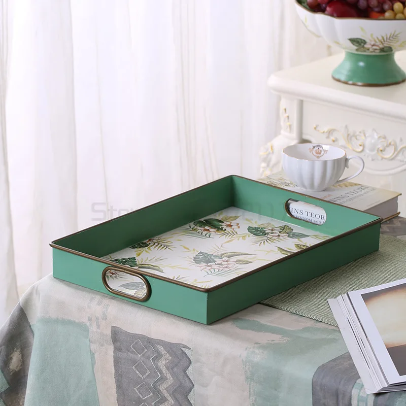 

Nordic Art Resin Vintage Jewelry Key Cosmetic Storage Tray Home Light Luxury Drinking Cup Fruit Wedding Tea Tray Home Decoration