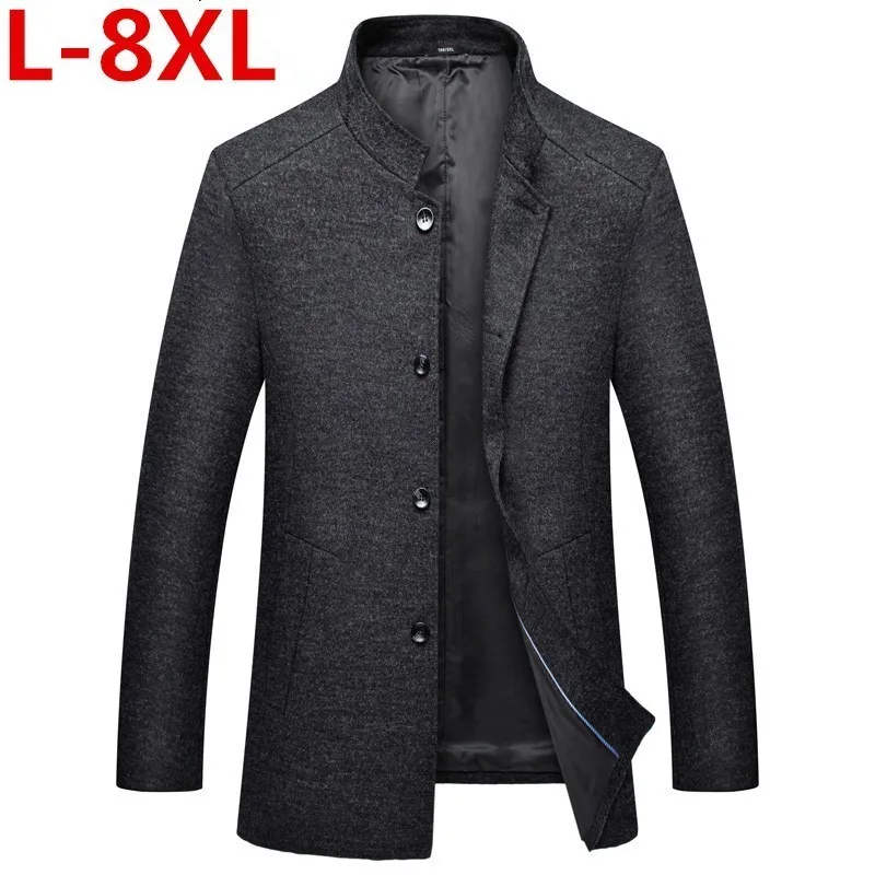 Размера плюс 8XL 7XL новое зимнее шерстяное длинное бушлат для мужчин стройная
