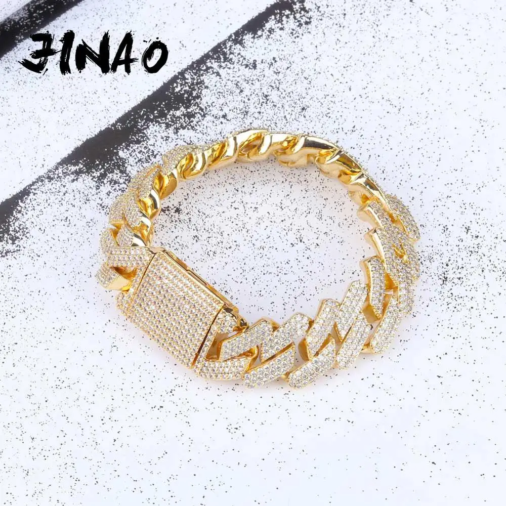 Браслет JINAO мужской с кубинской застежкой Ювелирное Украшение в стиле хип хоп