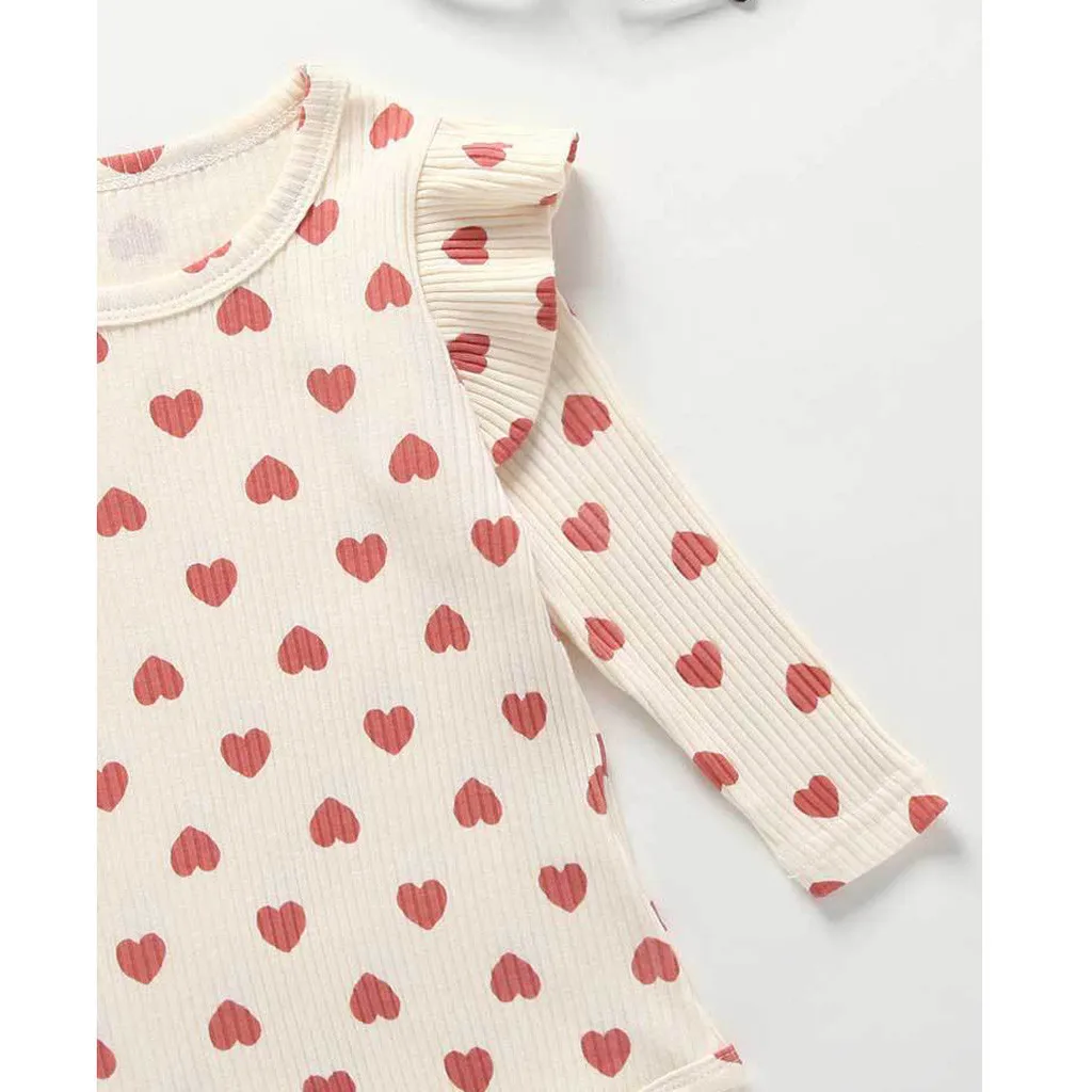 Малыша Комбинезоны для девочек Одежда маленьких детей с принтом сердечки