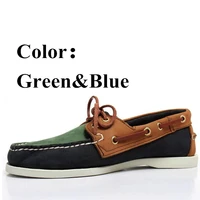 men genuine nubuck leather docksides classic boat shoesmen designer sneakers for hommme femme navy blue loafers y038