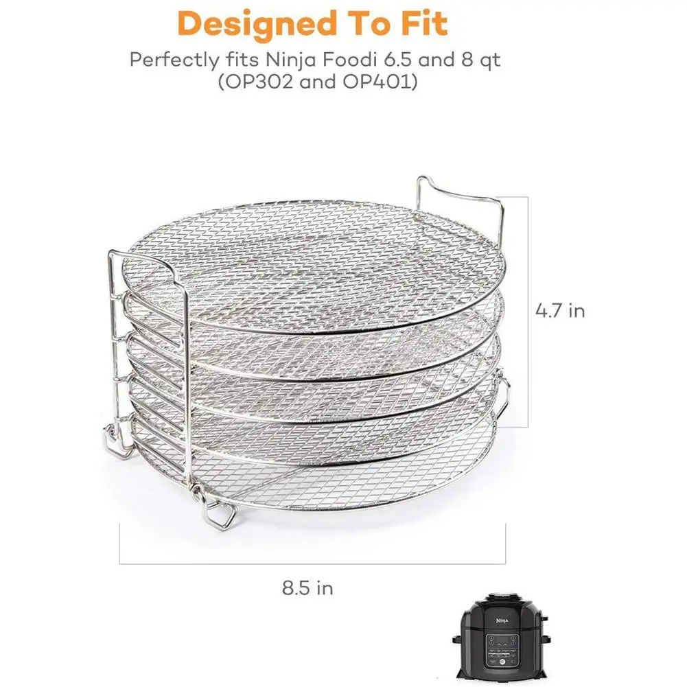 

Large Capacity Grill Stand Air Fryer With Five Stackable Layers Food Grade Stainless Steel Dehydrator Rack Kitchen Accessories