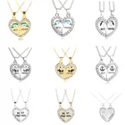 Модное золотистое металлическое ожерелье с подвеской BFF, 2 шт.компл., ожерелье с разбитым сердцем, хороший подарок для детей, ювелирные изделия