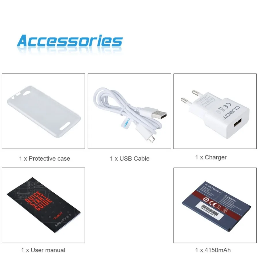CUBOT NOTE S смартфон с 5 дюймовым дисплеем четырёхъядерным процессором MTK6580 ОЗУ 2 Гб